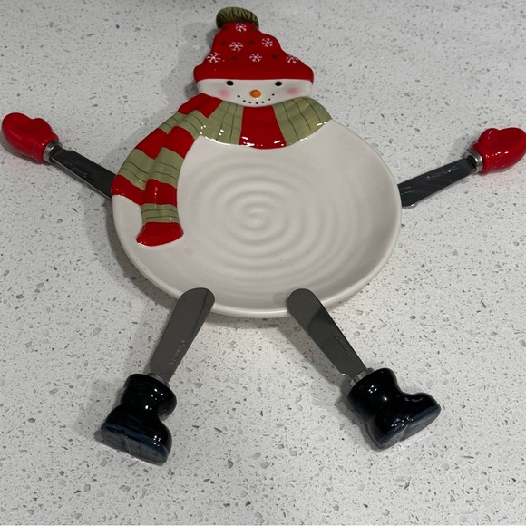 Vintage Hallmark Christmas Snowman Cheeseball Dish, Spreader Serving Dish - Picture 2 of 8